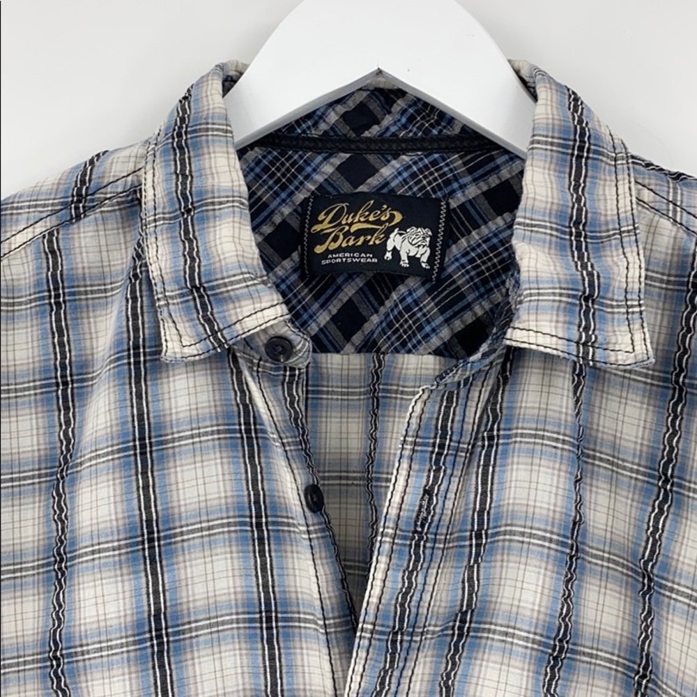 Duke’s Bark Blue Plaid Casual Button-Front Shirt
